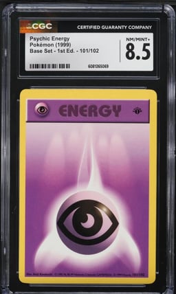 1999 Pokemon Base Set Shadowless 1st Editon Psychic Energy #101 CGC 8.5 NM-MT+
