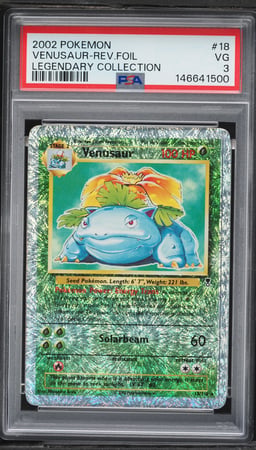 2002 Pokemon Legendary Collection Reverse Holo Venusaur #18 PSA 3 VG