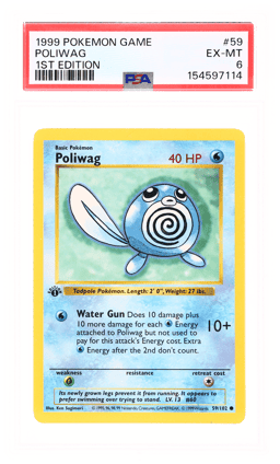 1999 Pokemon Base Set 1st Edition Poliwag #59 PSA 6