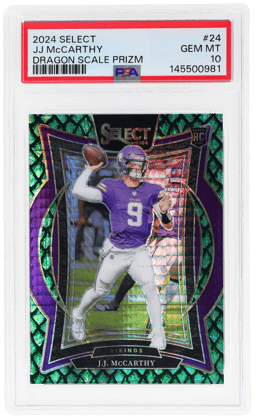 2024 Panini Select Concourse Gold Dragon Scale Prizm JJ Mccarthy #24 36/81 PSA 10