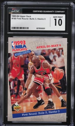 1993 Upper Deck NBA Playoffs Highlights Michael Jordan #180 CGC 10 GEM MINT