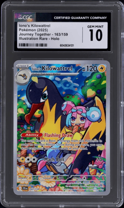 2025 Pokemon Scarlet and Violet Journey Together Illustration Rare Iono's Kilowattrel #163 CGC 10