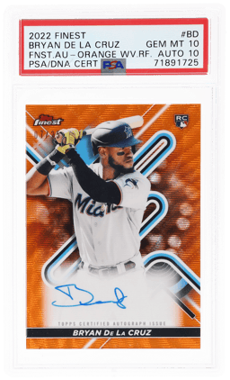 2022 Finest Autograph Orange Wave Refractor Bryan De La Cruz #FABD 7/25 PSA 10