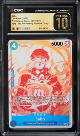 2025 One Piece Promo Cards 3rd Anniversary Treasure Campaign Sabo #OP10-049 CGC 10 PRISTINE
