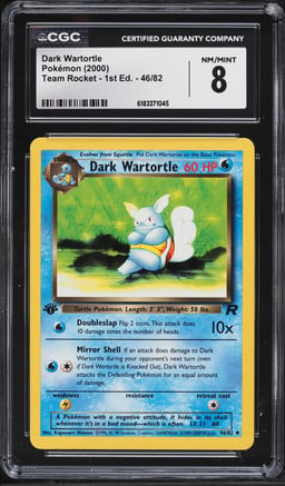 2000 Pokemon Team Rocket 1st Edition Dark Wartortle #46 CGC 8 NM-MT