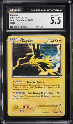 2012 Pokemon Black & White Next Destinies Holo Zapdos #41 CGC 5.5 EX+