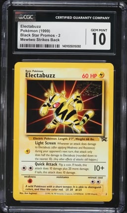1999 Pokemon Promo Mewtwo Strikes Back Electabuzz #2 CGC 10 GEM MINT