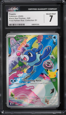 2026 Pokemon Mega Promo First Partner Illustration S1 Full Art Popplio #45 CGC 7 NRMT
