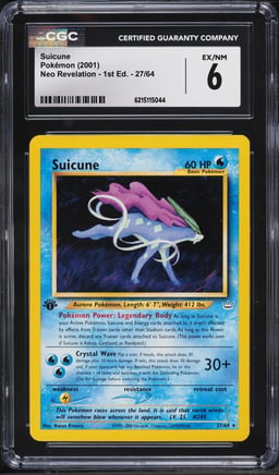 2001 Pokemon Neo Revelation 1st Edition Suicune #27 CGC 6 EXMT