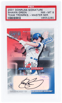 2001 Donruss Signature Team Trademarks Masters Series Shawn Green PSA 8