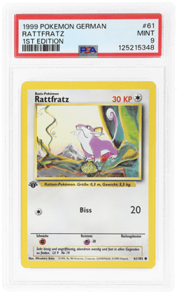 1999 Pokemon Base Set German 1st Edition Rattata #61 PSA 9