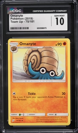2019 Pokemon Team Up Omanyte #75 CGC 10 GEM MINT