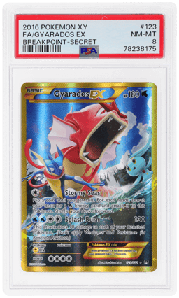 2016 Pokemon XY Breakpoint Secret Rare Gyarados Ex #123 PSA 8