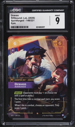 2026 Riftbound League Of Legends LoL Spiritforged Epic Draven #148 CGC 9 MINT
