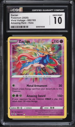 2020 Pokemon Sword & Shield Vivid Voltage Amazing Rare Zacian #82 CGC 10 GEM MINT