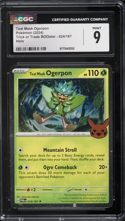 2024 Pokemon Scarlet & Violet Trick Or Trade BOOster Holo Teal Mask Ogerpon #024 CGC 9 MINT