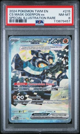 2024 POKEMON TWM EN-TWILIGHT MASQUERADE #215 CORNERSTONE MASK OGERPON EX PSA 8