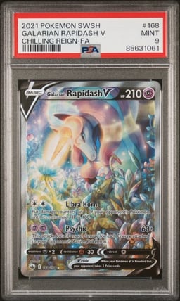 2021 POKEMON SWORD & SHIELD CHILLING REIGN FULL ART/GALARIAN RAPIDASH V PSA 9