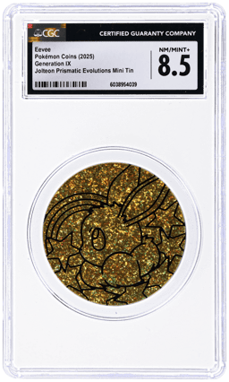 2023 Pokemon Coin Generation IX Jolteon Prismatic Evolutions Mini Tin Eevee # CGC 8.5
