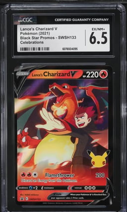 2021 Pokemon SWSH Black Star Promo Celebrations Lance's Charizard V #133 CGC 6.5