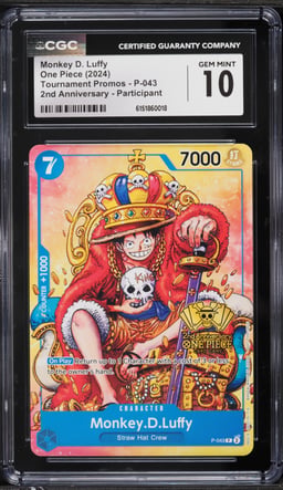 2024 One Piece Promo 2nd Anniversary Participant Monkey D. Luffy #P-043 CGC 10 GEM MINT