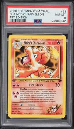2000 Pokemon Gym Challenge 1st Edition Blaine's Charmeleon #31 PSA 8 NM-MT