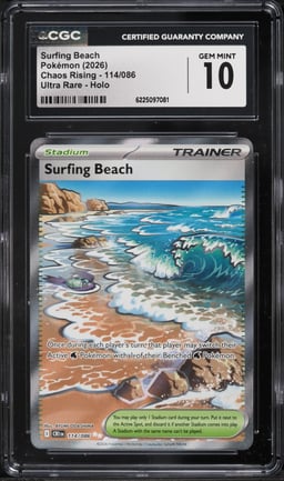 2026 Pokemon Mega Evolution Chaos Rising Full Art Surfing Beach #114 CGC 10 GEM MINT