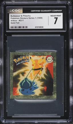 1999 Artbox Pokemon Stickers Series 1 Gold Foil Bulbasaur & Pikachu #G11 CGC 7 NRMT