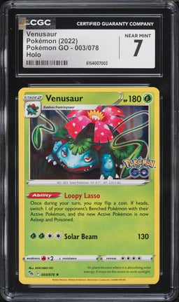 2022 Pokemon Sword & Shield Pokemon GO Holo Venusaur #3 CGC 7 NRMT