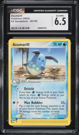 2003 Pokemon Ex Sandstorm Azumarill #30 CGC 6.5 EXMT+