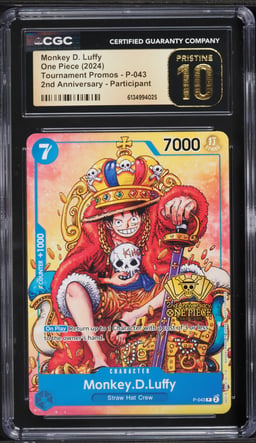 2024 One Piece Promo Tournament 2nd Anniversary Monkey D. Luffy #P-043 CGC 10 PRISTINE