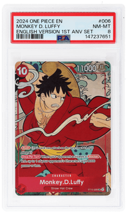2024 One Piece 1st Anniversary Set Promo Monkey D Luffy #ST10-006 PSA 8