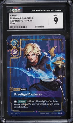 2026 Riftbound League Of Legends LoL Spiritforged Ezreal #199 CGC 9 MINT