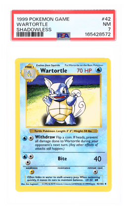 1999 Pokemon Base Set Shadowless Wartortle #42 PSA 7