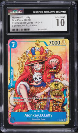 2024 One Piece Promo Cards Convention Exclusive Monkey D. Luffy #P-043 CGC 10 GEM MINT