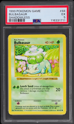1999 Pokemon Base Set Shadowless Bulbasaur #44 PSA 5