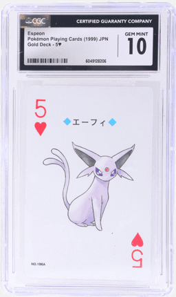 1999 Pokemon Playing Cards Gold Deck Japanese 5 of Hearts Espeon CGC 10