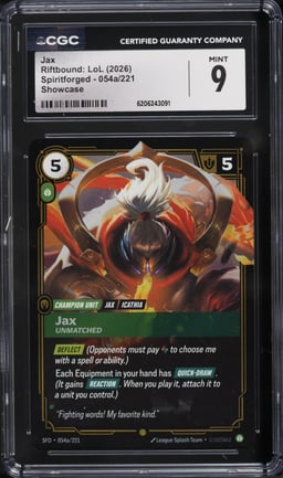 2026 Riftbound League Of Legends LoL Spiritforged Showcase Jax #54a CGC 9 MINT