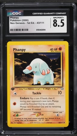 2000 Pokemon Neo Genesis 1st Edition Phanpy #43 CGC 8.5 NM-MT+