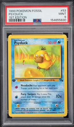 1999 Pokemon Fossil 1st Edition Psyduck #53 PSA 9 MINT