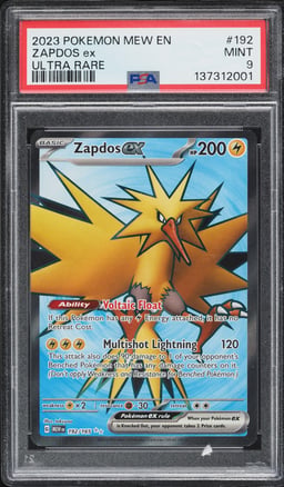 2023 Pokemon Scarlet & Violet 151 Full Art Zapdos ex #192 PSA 9 MINT