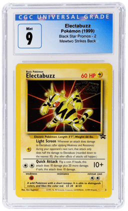 1999 Pokemon Wizards of the Coast Black Star Promo Mewtwo Strikes Back Electabuzz #2 CGC 9