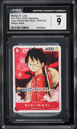 2023 One Piece Japanese Super Rookie Mini Deck Saikyo Jump SR Monkey D. Luffy #ST01-012 CGC 9