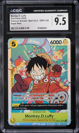 2025 One Piece Japanese Premium Booster Best Vol 2 SR Monkey D. Luffy #OP07-109 CGC 9.5 MINT+