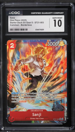 2025 One Piece Starter Deck EX Gear 5 Borderless Alt Art Sanji #ST21-003 CGC 10 GEM MINT