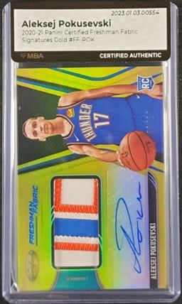 2020 Certified Freshman Fabric Aleksej Pokusevski ROOKIE PATCH AUTO /10 MBA AUTH