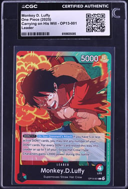 2025 One Piece Carrying On His Will Leader Monkey D. Luffy #OP13-001 CGC AUTH