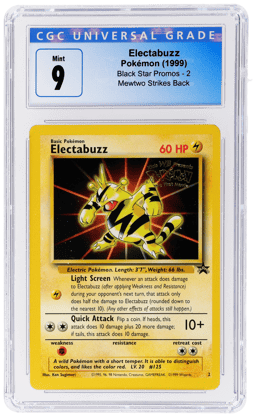 1999 Pokemon Wizards of the Coast Black Star Promo Mewtwo Strikes Back Electabuzz #2 CGC 9