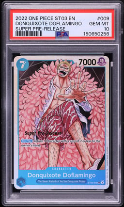 2022 One Piece Seven Warlords Of The Sea Pre-Release Donquixote Doflamingo #ST03-009 PSA 10 GEM