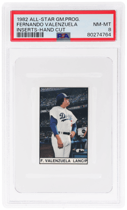 1982 All-Star Game Program Inserts Hand Cut Fernando Valenzuela PSA 8